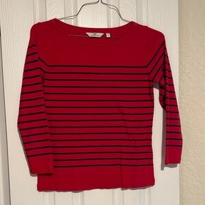 Vineyard Vines Red and Navy Striped 3/4 Long Sleeve Top